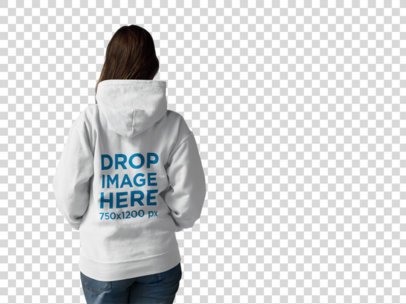 placeit back of a woman wearing a pullover hoodie template pullover hoodie template