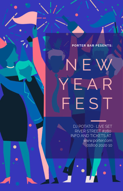 Illustrated Online Flyer Maker For a New Year Celebration 275i-1863