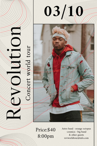 Poster Design Template for Musicians Featuring Abstract Background Lines