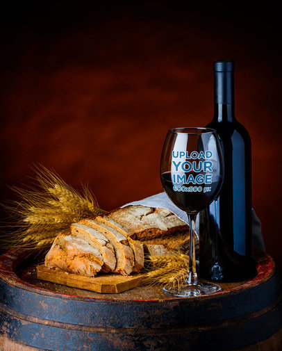 Mockup of a Wine Glass Next to Bread Slices 36599-r-el2