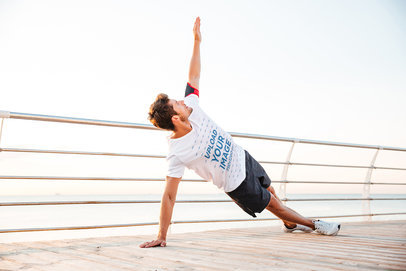 T-Shirt Mockup Featuring a Man Doing Yoga on the Street 34518-r-el2